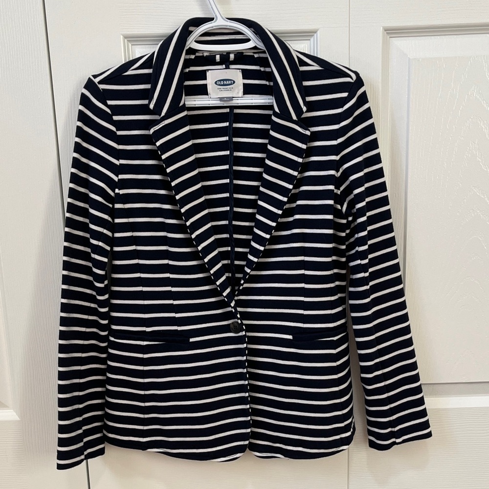 GAP Women's Black and White Striped Blazer